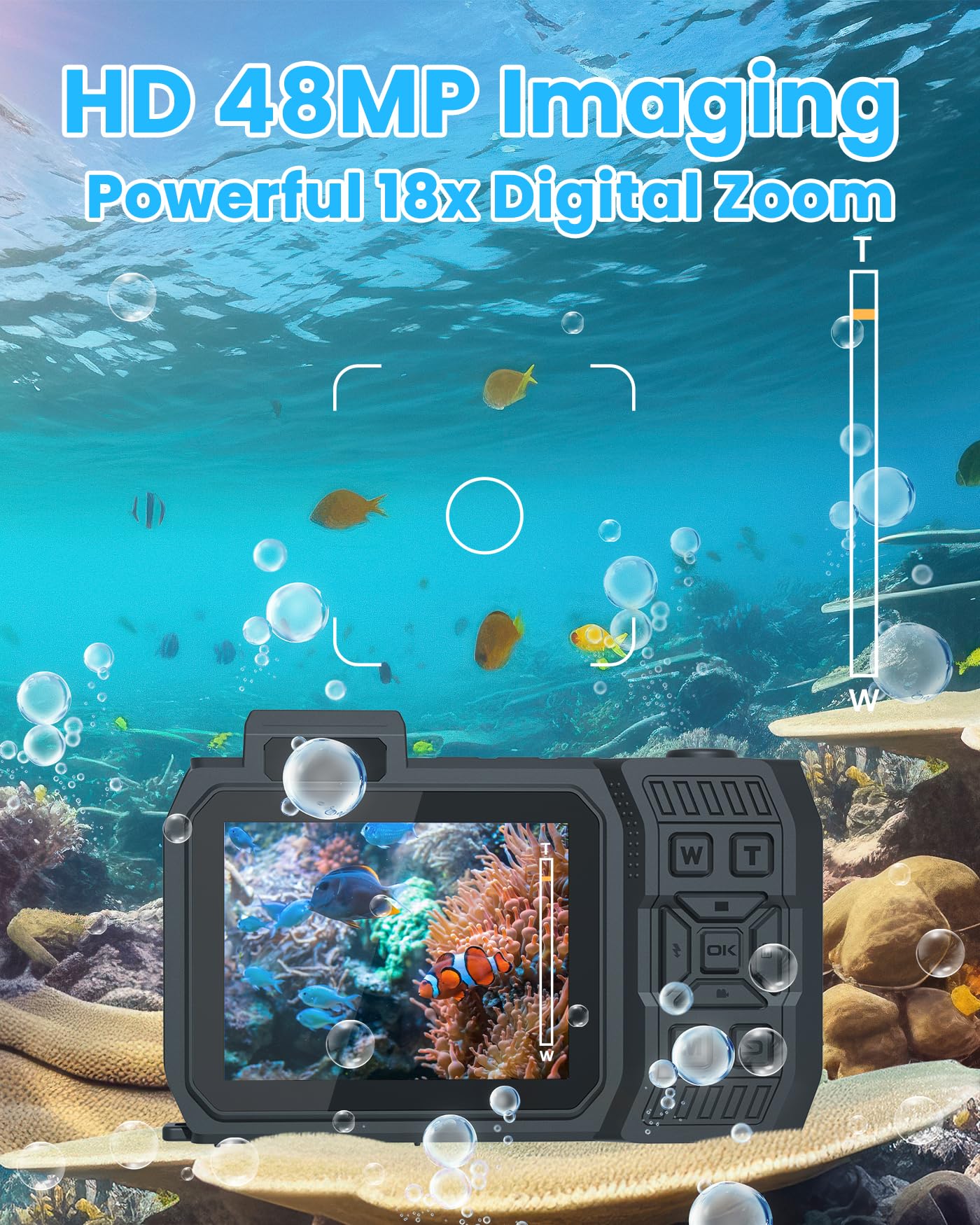 Amazon | 4K 水中カメラ 33フィート 防水カメラ 65MP オートフォーカス