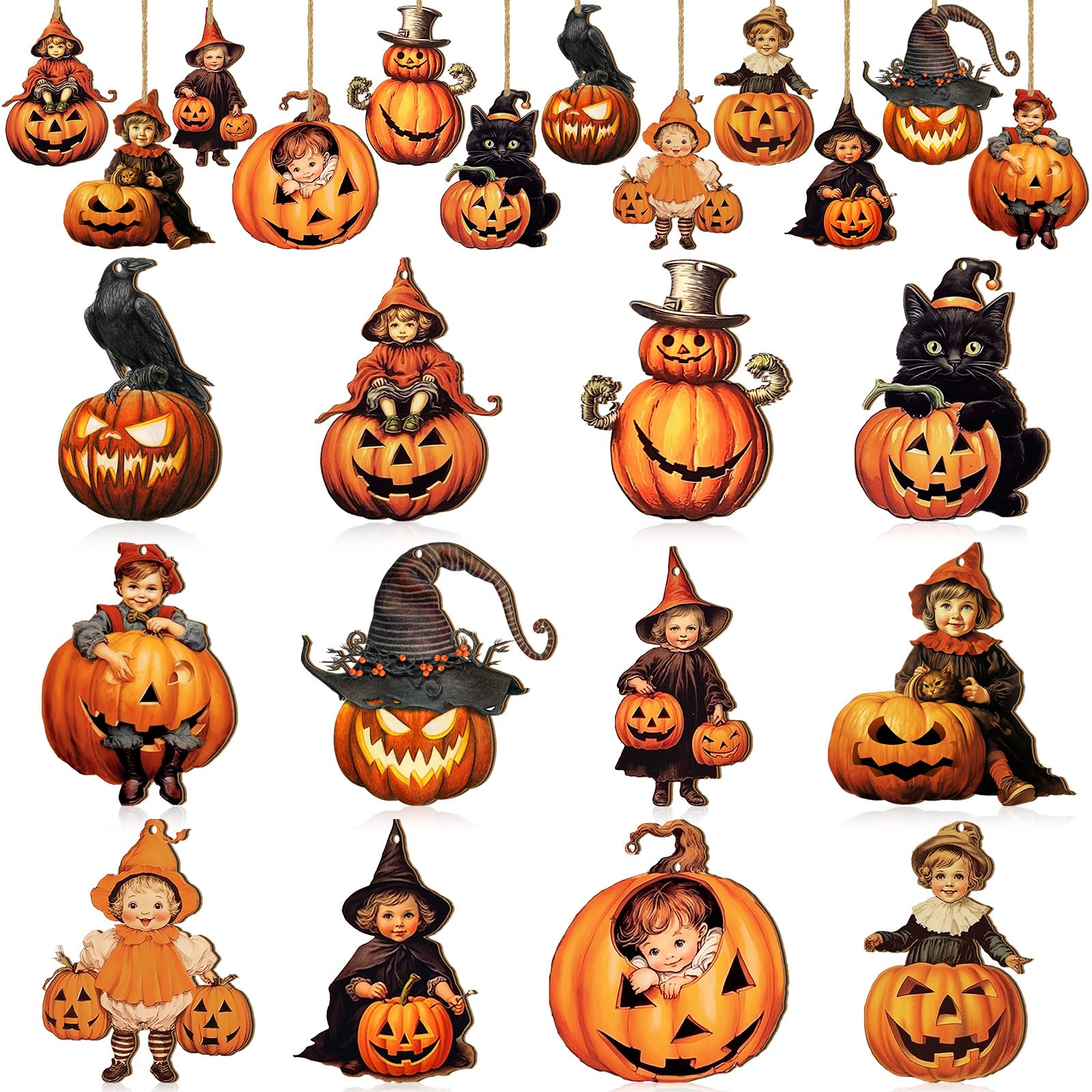 Amazon.co.jp: Huwena 36個 ハロウィン木製オーナメント 木用