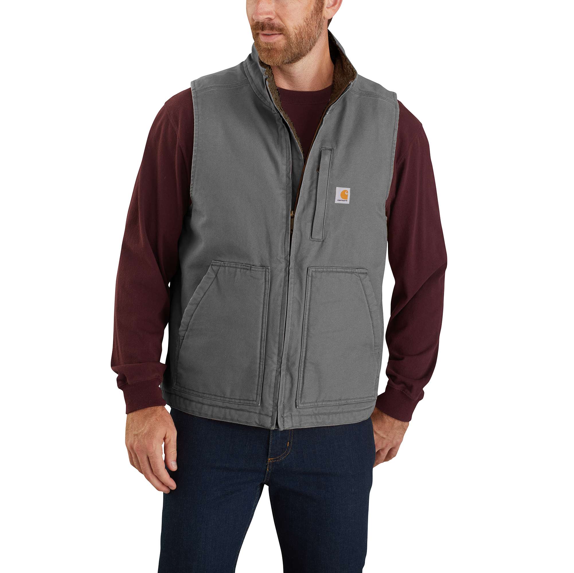 Carhartt Men's Gray Polyester Fleece-lined Vest XL at Lowes.com