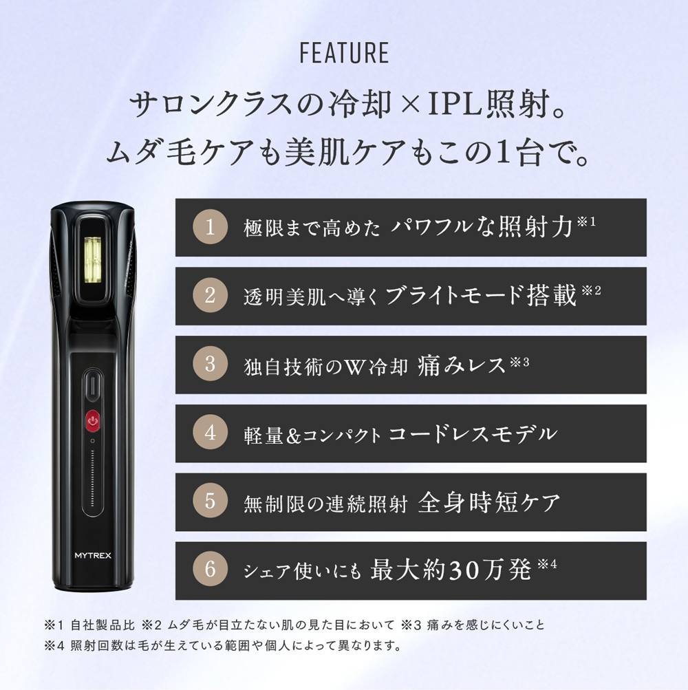 MYTREX MiRAY Air｜コードレスで手軽に使える高性能光美容器・美顔器