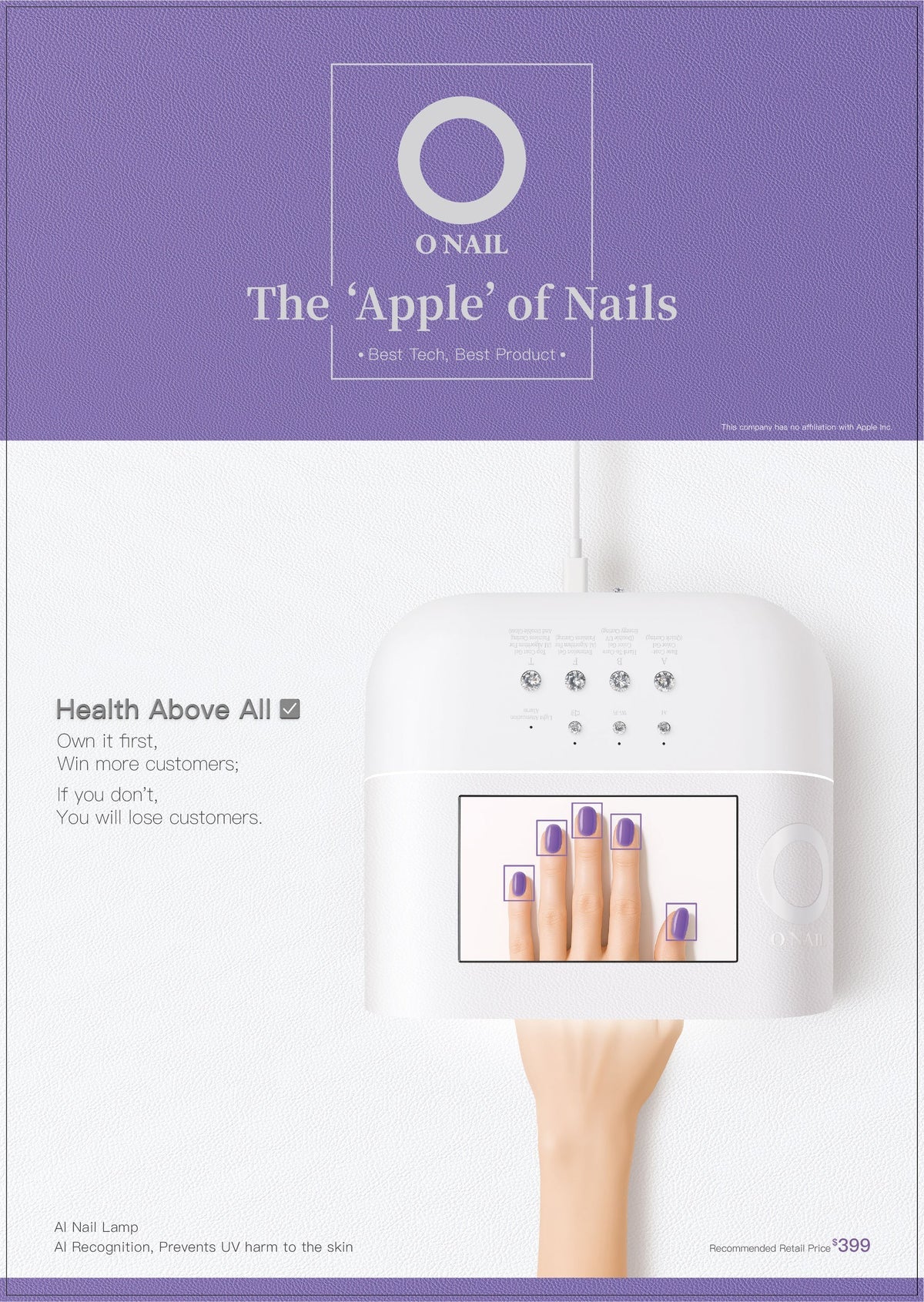 O NAIL AI UV Lamp – ONAIL Smart LED Nail Lamp with 109 LEDs