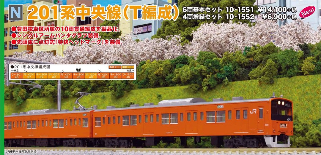 KATO 201系中央線（T編成）4両増結セット 品番:10-1552 カトー