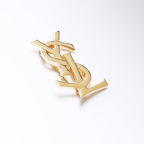 極美品 イヴ・サンローラン YVES SAINT LAURENT YSL ロゴ ブローチ