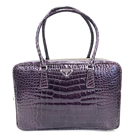 プラダ PRADA エキゾチックレザー トート ハンドバッグ パープル