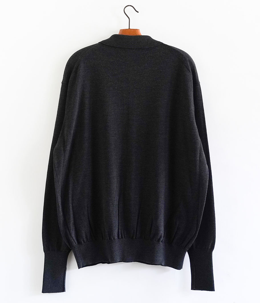 A.PRESSE Wool Knit Polo Collar Cardigan [CHARCOAL] - Fresh Service