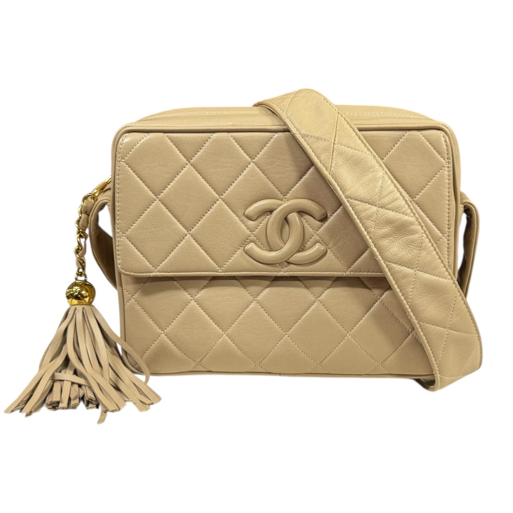 CHANEL シャネル マトラッセ ショルダーバッグ ラムスキン ベージュ
