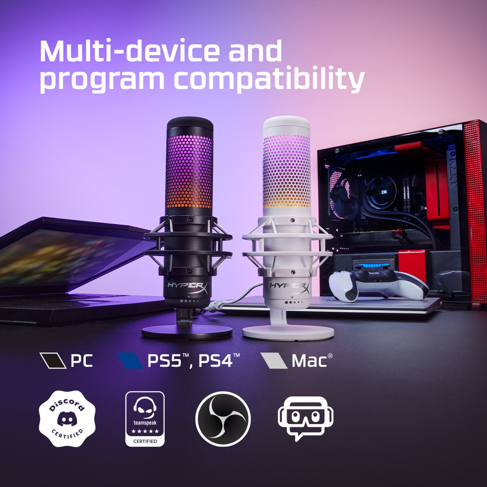 QuadCast S – Microfono da gaming USB a condensatore