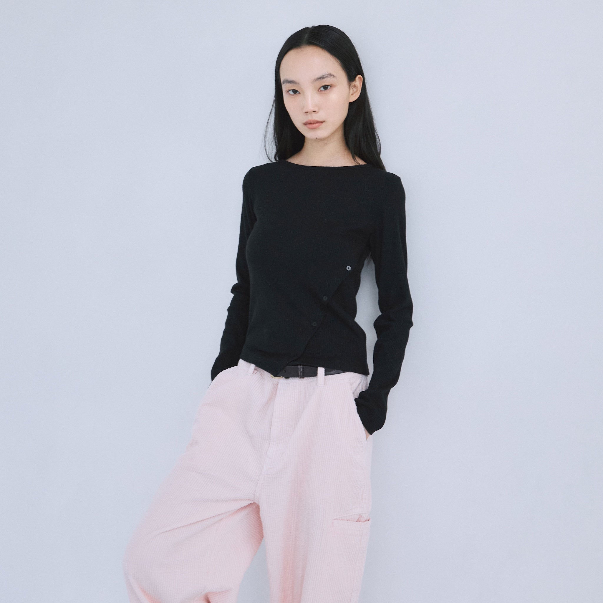 Glitter RIB Asymmetryトップス