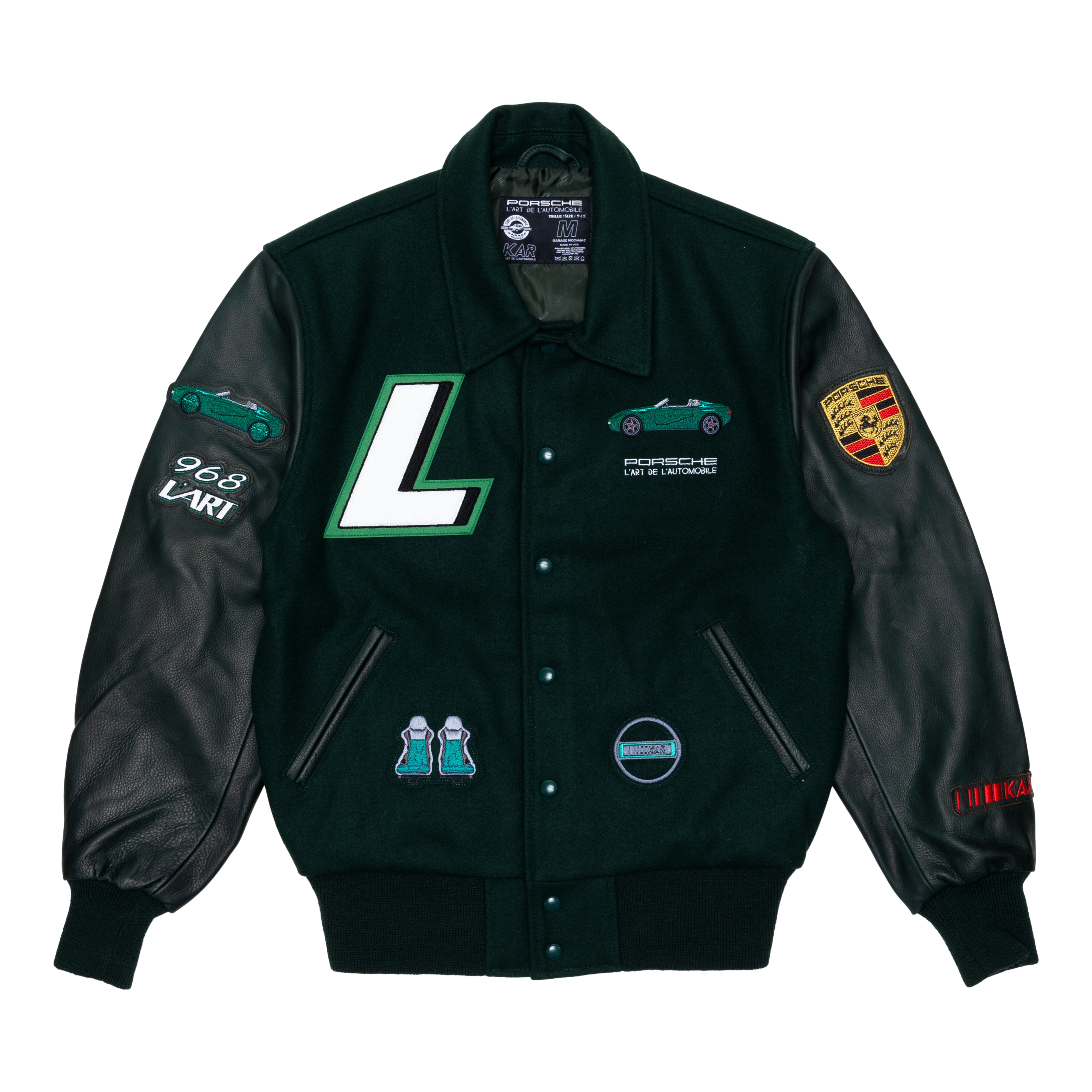 KAR X Porsche : L窶僊rt & Porsche Varsity Jacke (Green) | DSMG E-SHOP