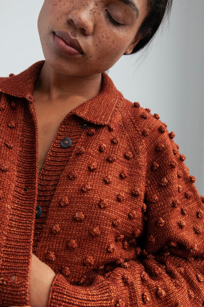 Adult Popcorn Cardigan | Digital Knitting Pattern | Misha & Puff