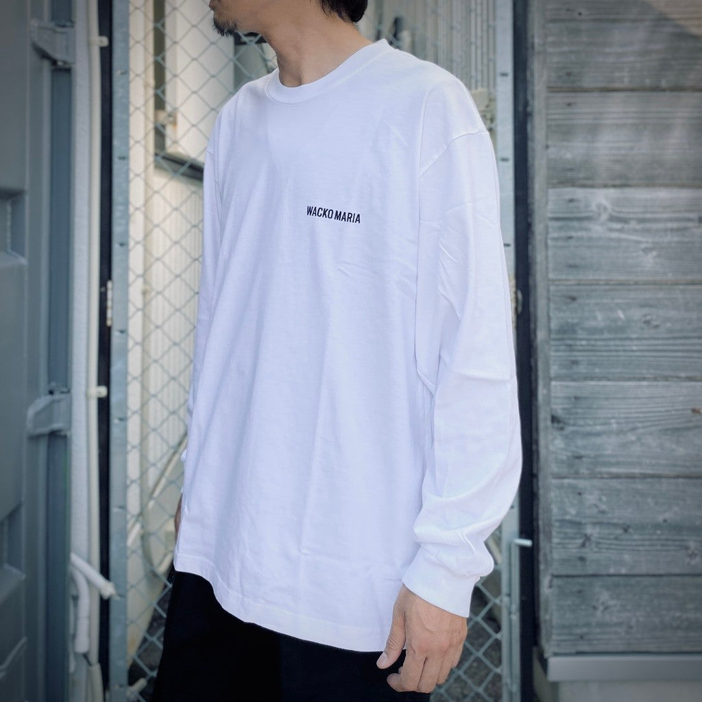 WASHED HEAVY WEIGHT CREW NECK LONG SLEEVE T-SHIRT #WHITE [25FWE