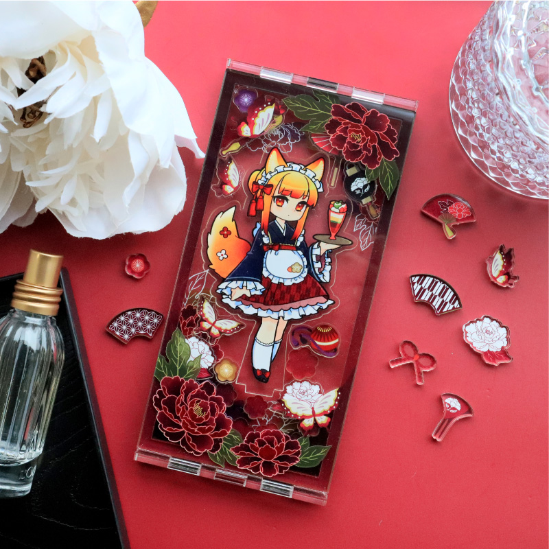 牡丹に蝶アクリルフレーム 薄紅| FUKUYA ONLINE フクヤオンライン