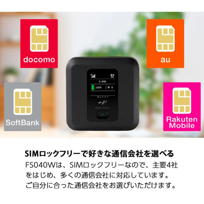 モバイルルーター +F FS040W 富士ソフト 新品 FS040WMB1 ポケットWi-Fi