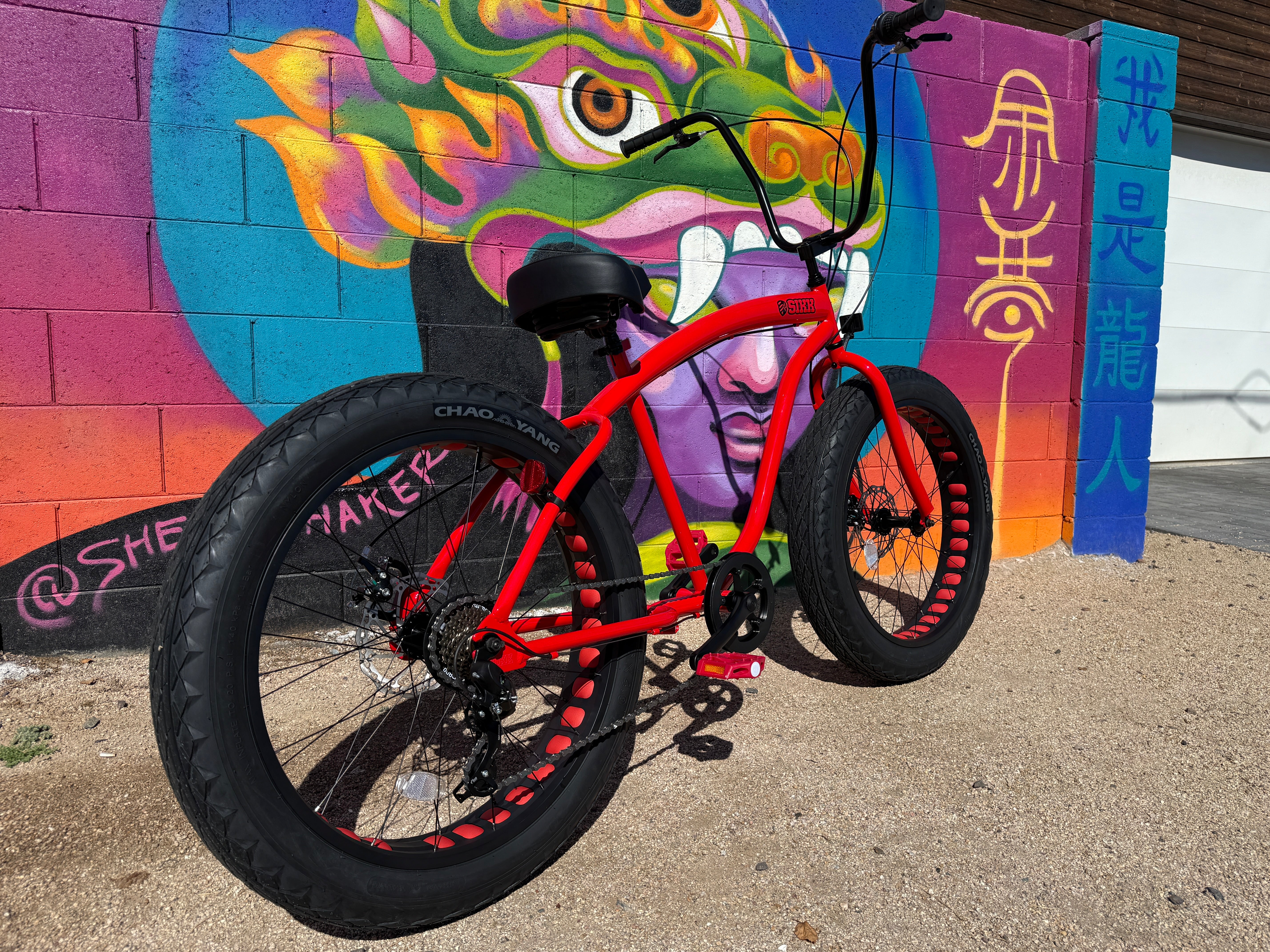 SIKK UFO Fat Tire 7 Speed Red Frame Black Wheels – SIKK BICYCLES