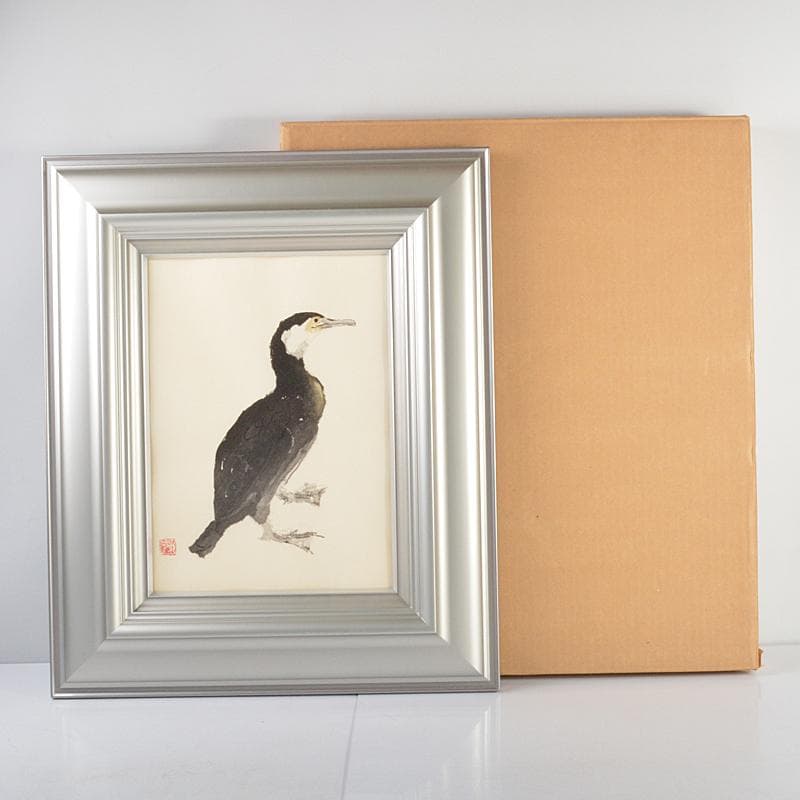 うさぎ　木版画　加藤東一筆　鵜　金閣寺壁画素描　額装　C　R4633C うさぎ様専用 木版画 加藤東一筆 鵜 金閣寺壁画素描 額装 C R4633C
