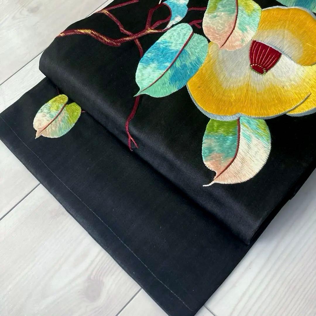 ニコニコ^ ^様専用 アンティーク名古屋帯 椿の刺繍 上質 大正ロNo.7-28