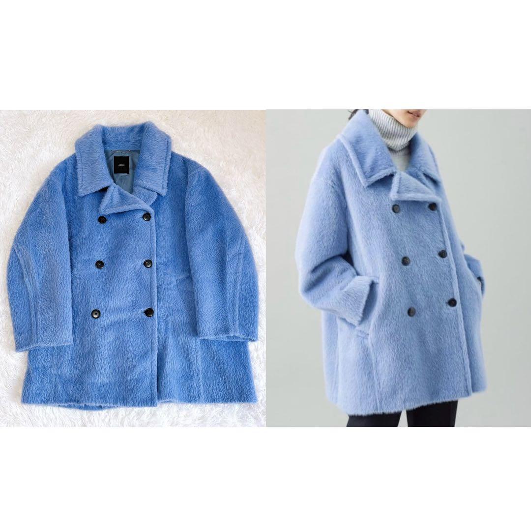 【極美品】ebure スーリーアルパカシャギーピーコート スカイブルー 希少色 PLAIN PEOPLE(プレインピープル)｜アルパカシャギーコート/ブルー