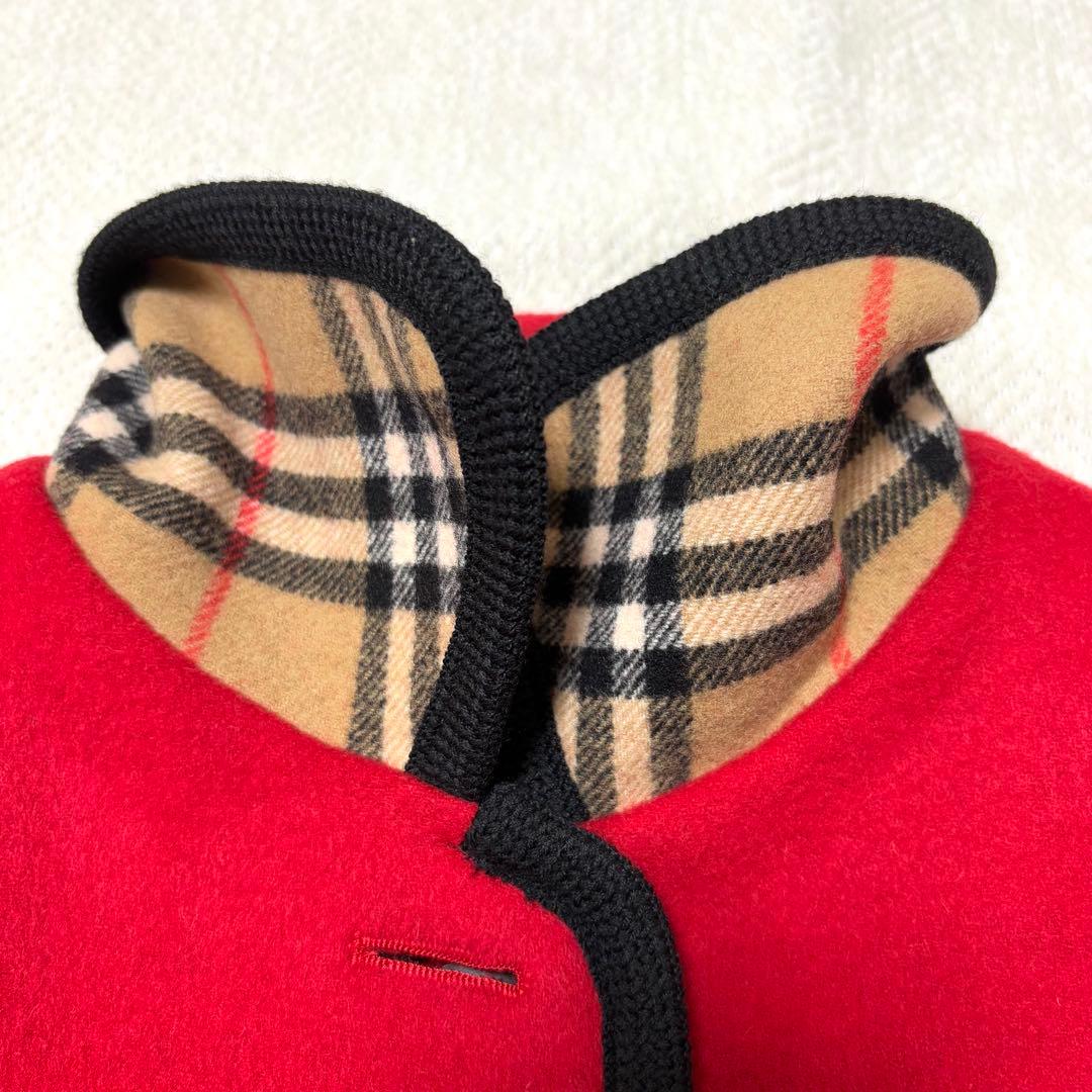専用 BURBERRY バーバリー カシミヤ ウール ノバチェック コート 赤