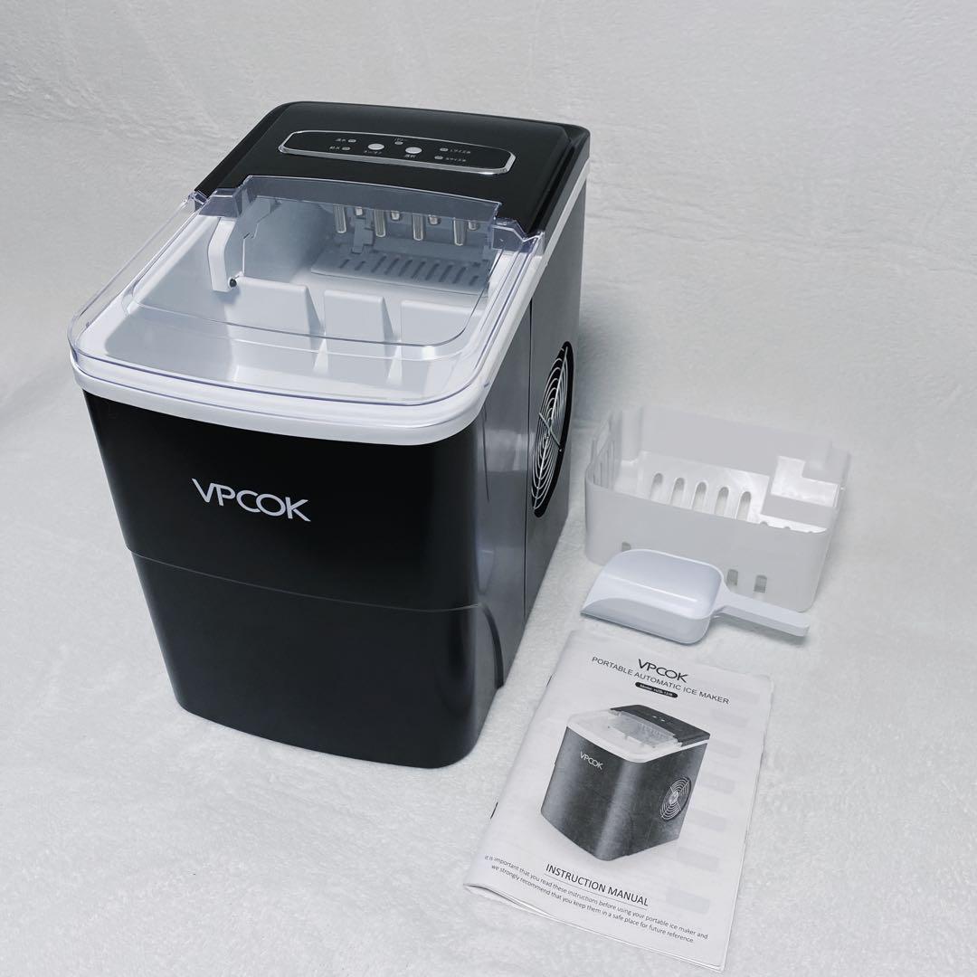 美品　VPCOK　ポータブル型製氷機　自動製氷機　家庭用　HZB-12　ブラック Amazon.co.jp: 製氷機 家庭用 高速製氷機 ポータブル製氷機 アイス
