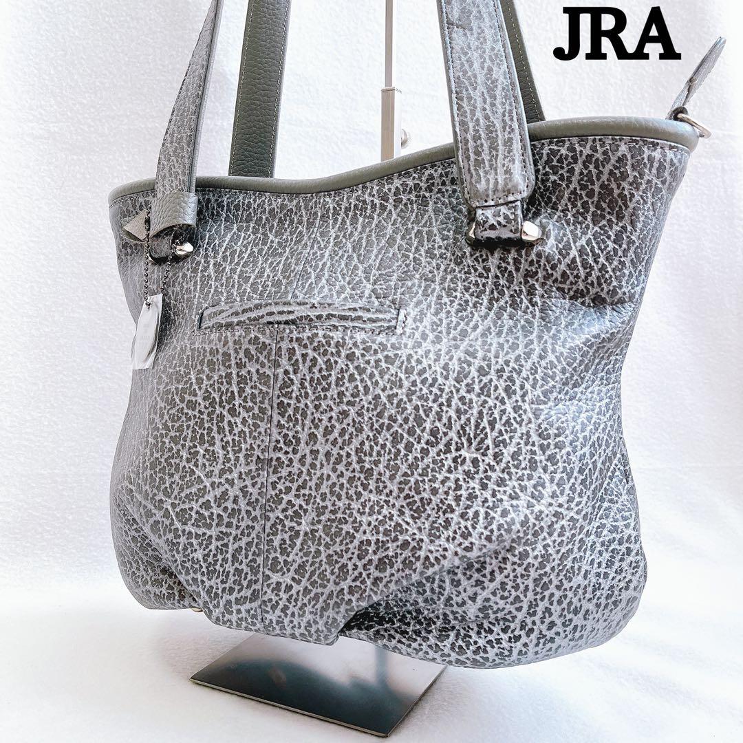 未使用級 希少JRA エレファント ハンド ショルダーバッグ 2way グレー象 象革 エレファント レディース バッグ 2Way バック ショルダー (4659