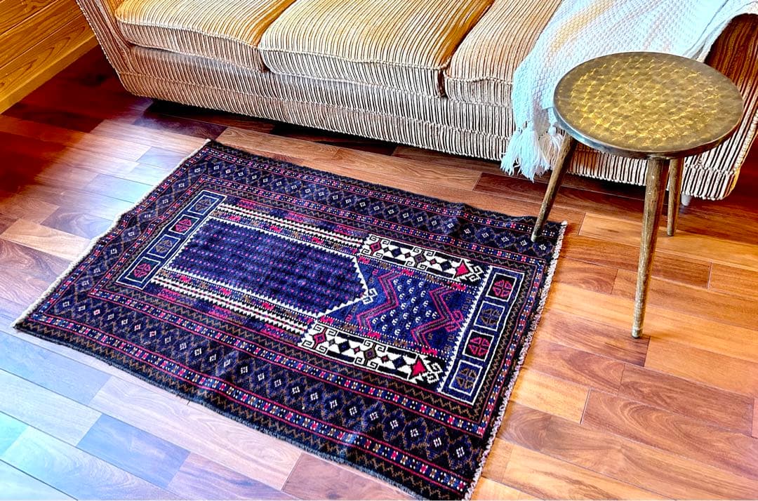 ヴィンデージ　ラグ　129×87cm ヴィンテージ風ラグ【試作品】 ウール100％絨毯 [DP02df] ベージュ