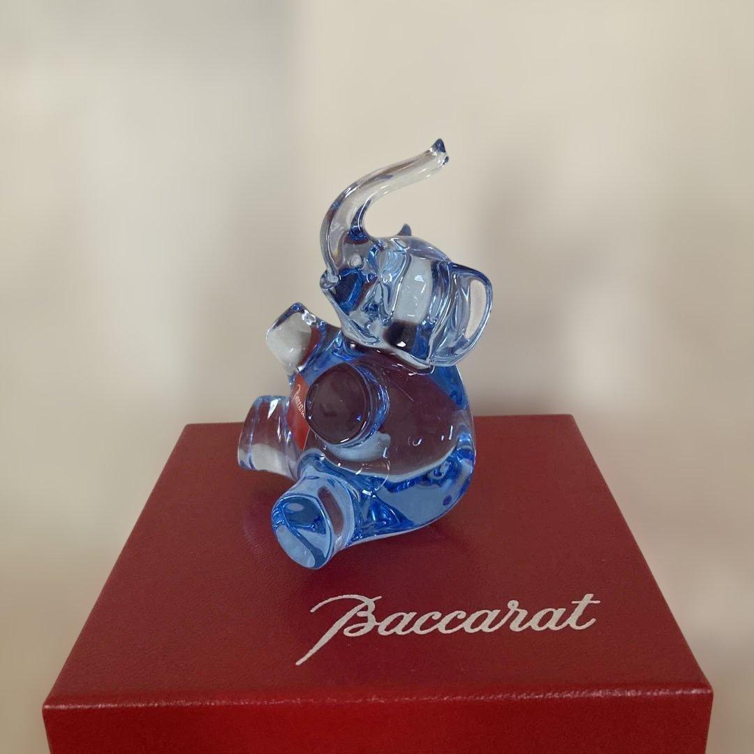 Baccarat バカラ クリスタル 象 エレファント ブルー系 バカラ（Baccarat） 置物 エレファント ぞう フィギュリン クリスタル