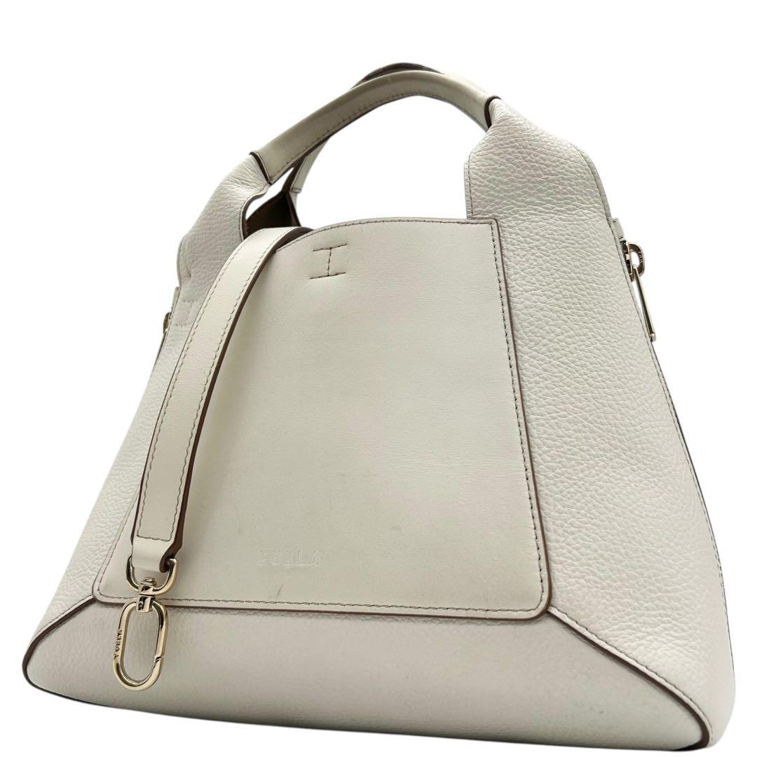 良品　FURLA　フルラ　ジルダ　ショルダーバッグ　2way　レザー　ロゴ　白 FURLA（フルラ） ショルダーバッグ レディース GILDA 2way レザー ミニ