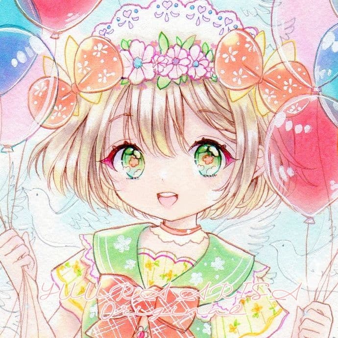 創作【Happy balloon】A5 手描きイラスト 下絵付き Adult Coloring Pages Whimsical Heart Hot Air Balloons: Clip Art
