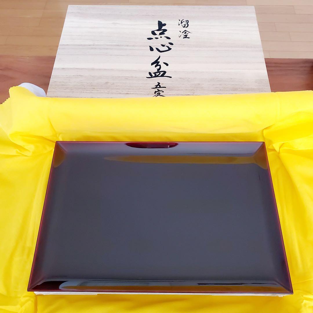 【新品未使用】点心盆　5客　溜塗　輪島塗　慶塚　トレー 輪島塗点心盆 五枚組 / Red-lacquered Rectangular Trays set of 5