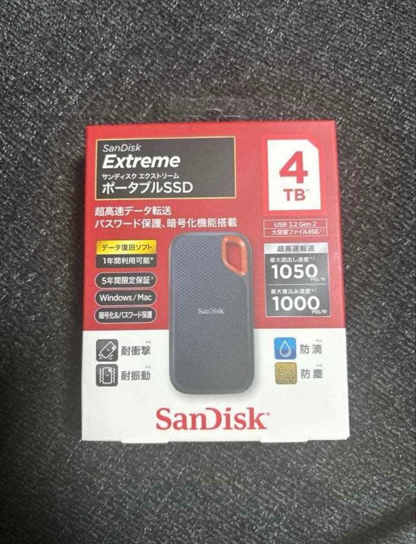 SanDisk SSD 4TB サンディスク ポータブルSSD 新品未使用 SanDisk 4TB Extreme Portable SSD External Solid State Drive