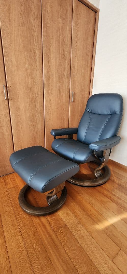 エコーネス　ダークブルー リクライニングチェア ストレスレス 正規販売代理店 家具のホンダ 【開梱設置】ストレスレス