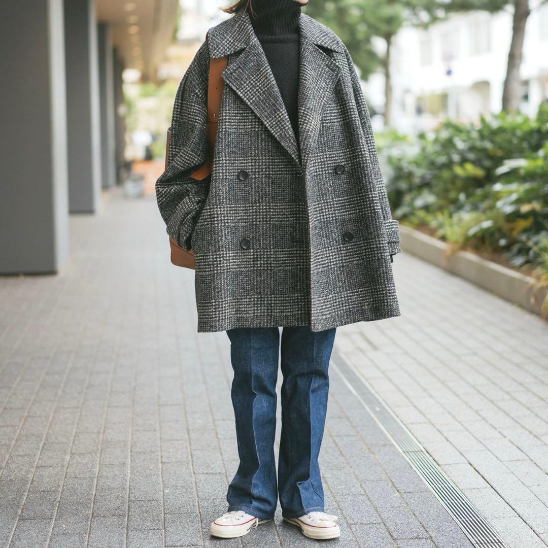 【極美品】Spick & Span Wスライバーチェックハーフコート　38 Spick & Span Wスライバーチェックハーフコート38 新品 Spick & Span