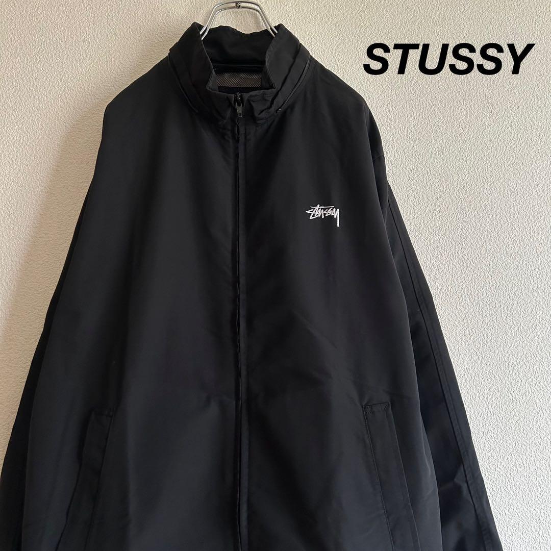 STUSSY ステューシー ナイロンジャケット 刺繍ロゴ バックプリント XL STUSSY ステューシー ナイロンジャケット 青 XL相当 刺繍 ビンテージ