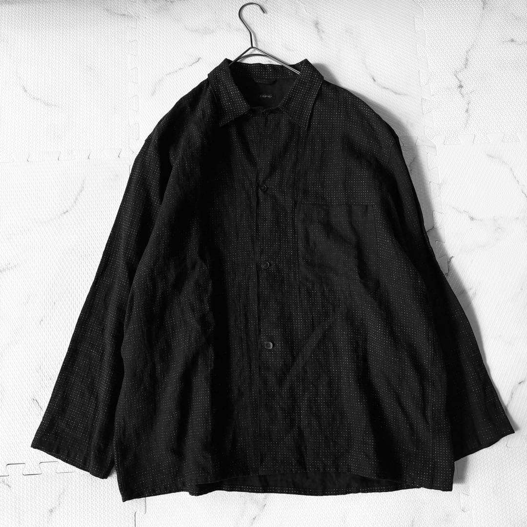 ✨23Ss✨コモリCOMOLI リネンドットシャツジャケット 2コモリ 長袖黒 COMOLI (コモリ) リネンドット シャツジャケット
