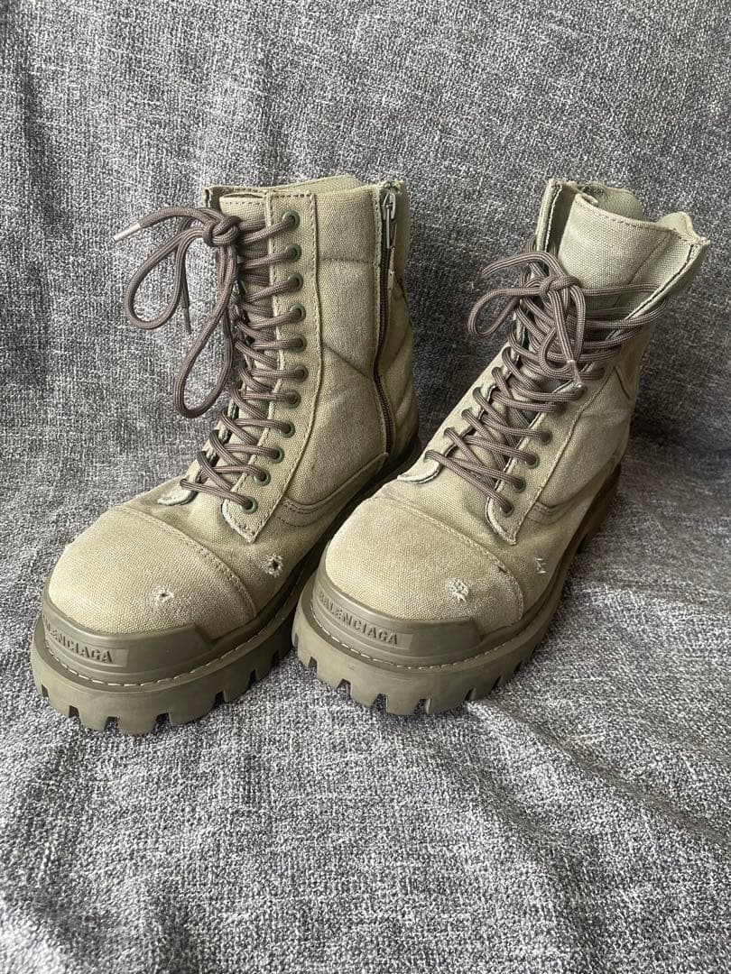 靴 balenciaga strike boots 40 Balenciaga Combat Strike Boots 'Washed Black Cotton' 694042W2H111000