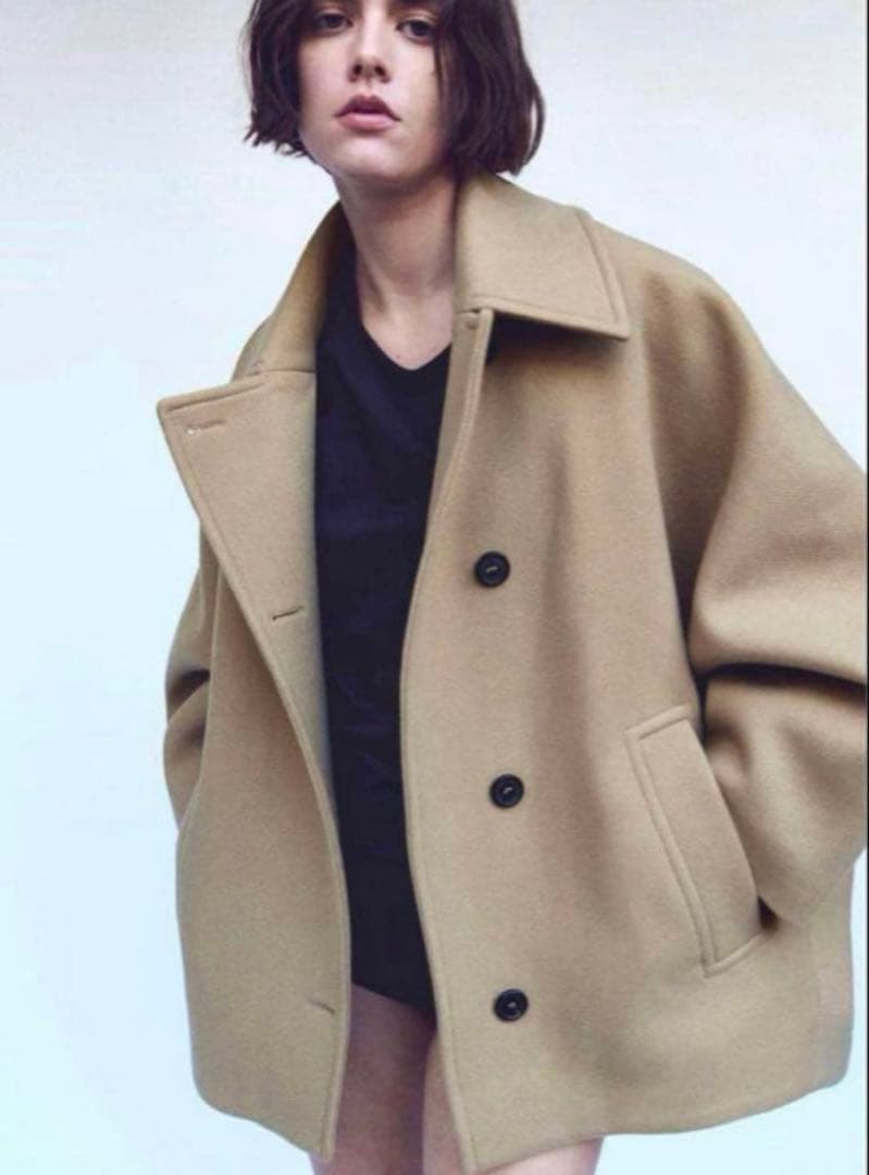 ZARA manteco ウールオーバーサイズショートコート ZARA MANTECO オーバーサイズ ウール ブレンド クロップドコート 新品