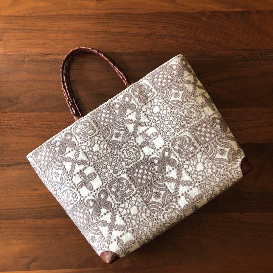 ハンドメイド ファスナー付きトートバッグ ミナペルホネン forest tile minaperhonen ミナペルホネン 伊勢丹限定 forest tile mami bag