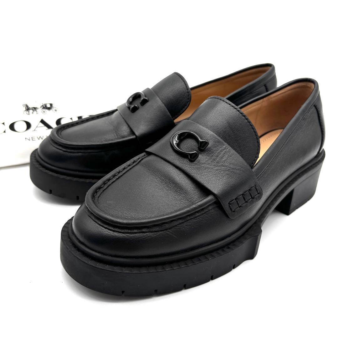 未使用保管品 コーチ リア ローファー C金具 レザー レディース 23cm 黒 COACH（コーチ） ローファー LEAH LOAFER リア CB990 レディース