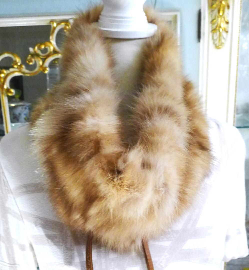 【RACHELdePARIS】ゴールデンセーブルレザーストリングス付スヌード美品 RACHELdePARIS】ゴールデンセーブルレザーストリングス付スヌード美品