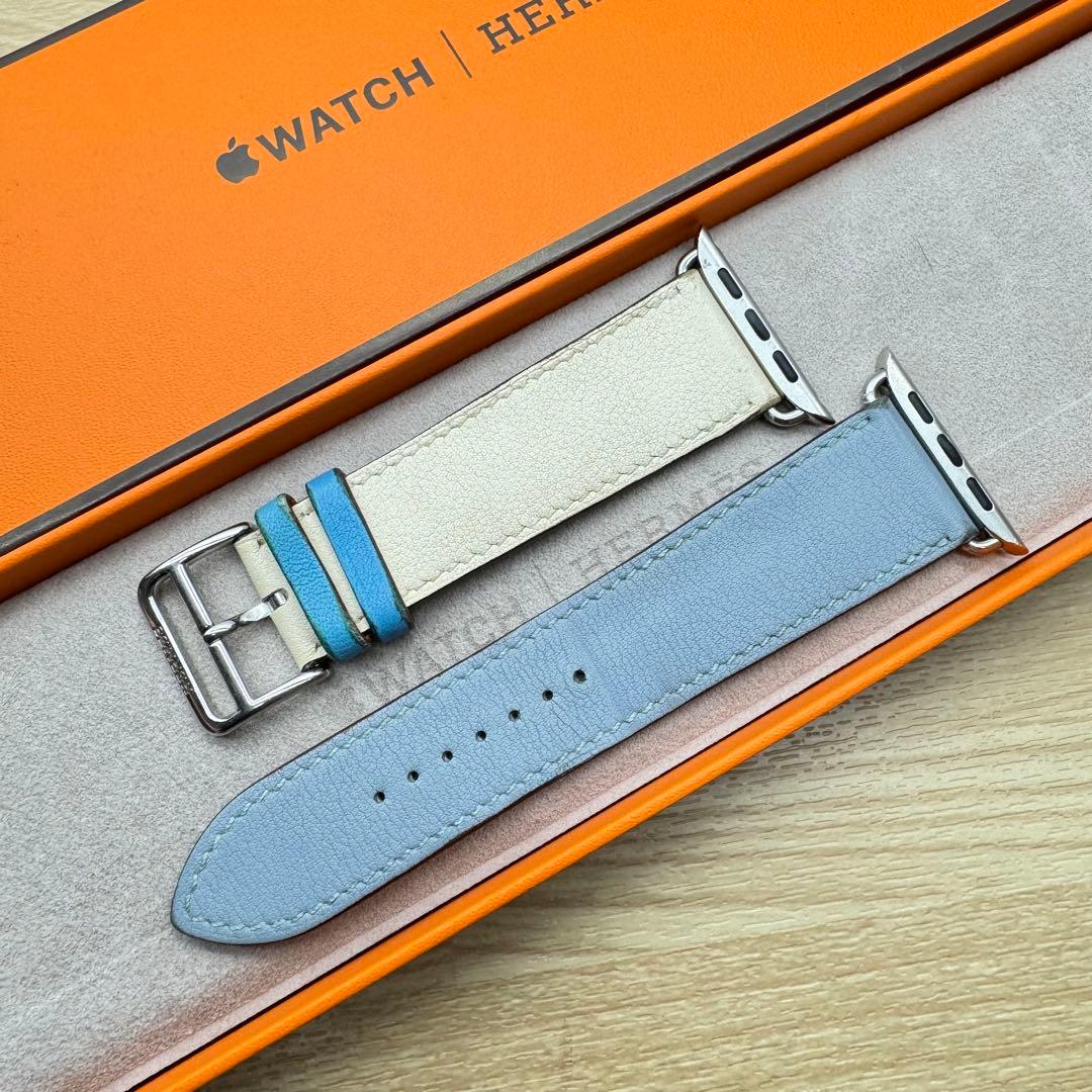 2459 Apple Watch エルメス ブルーラン ホワイト HERMES - メルカリ