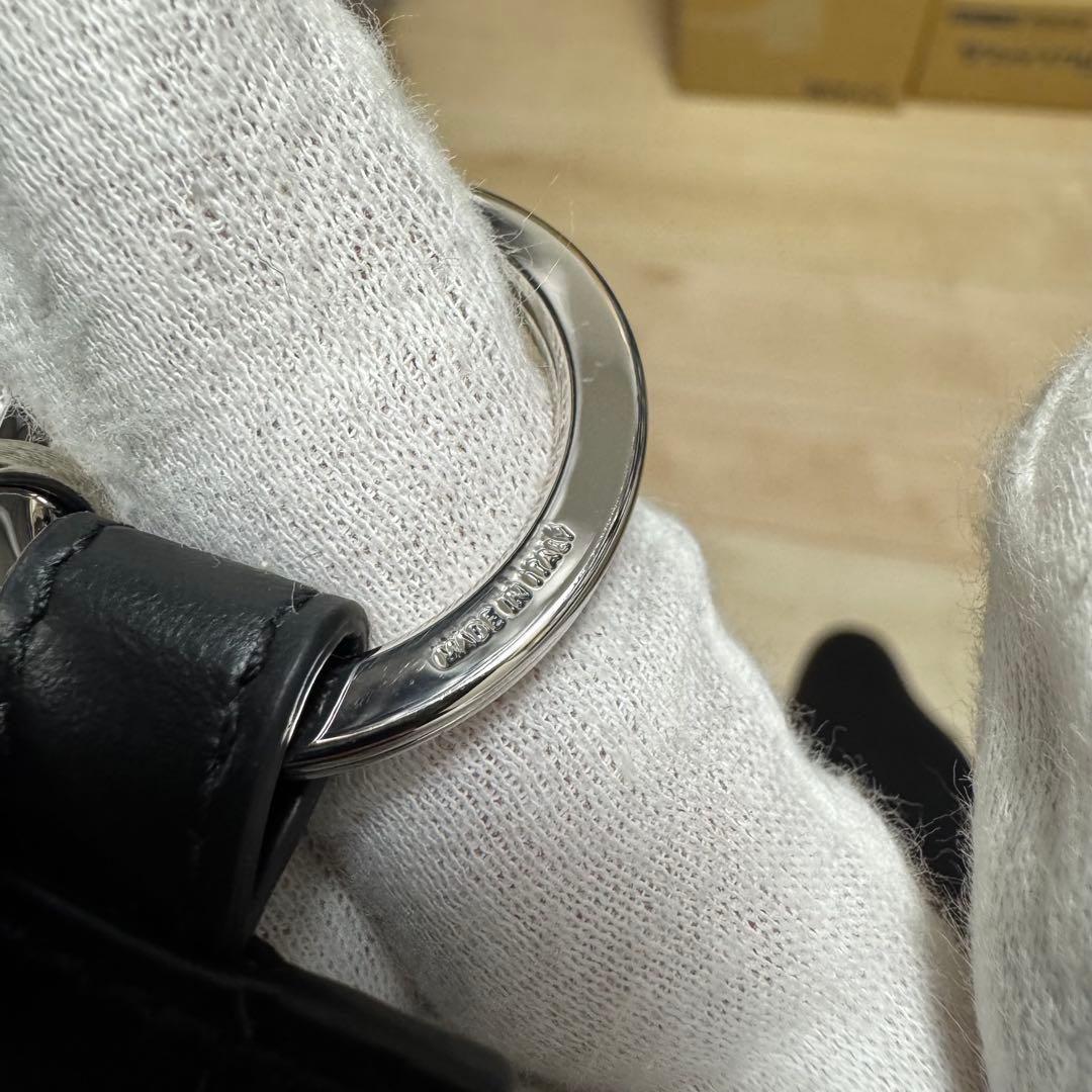 新品同様】グッチ GUCCI キーリング シマ GG レザー ブラック 黒