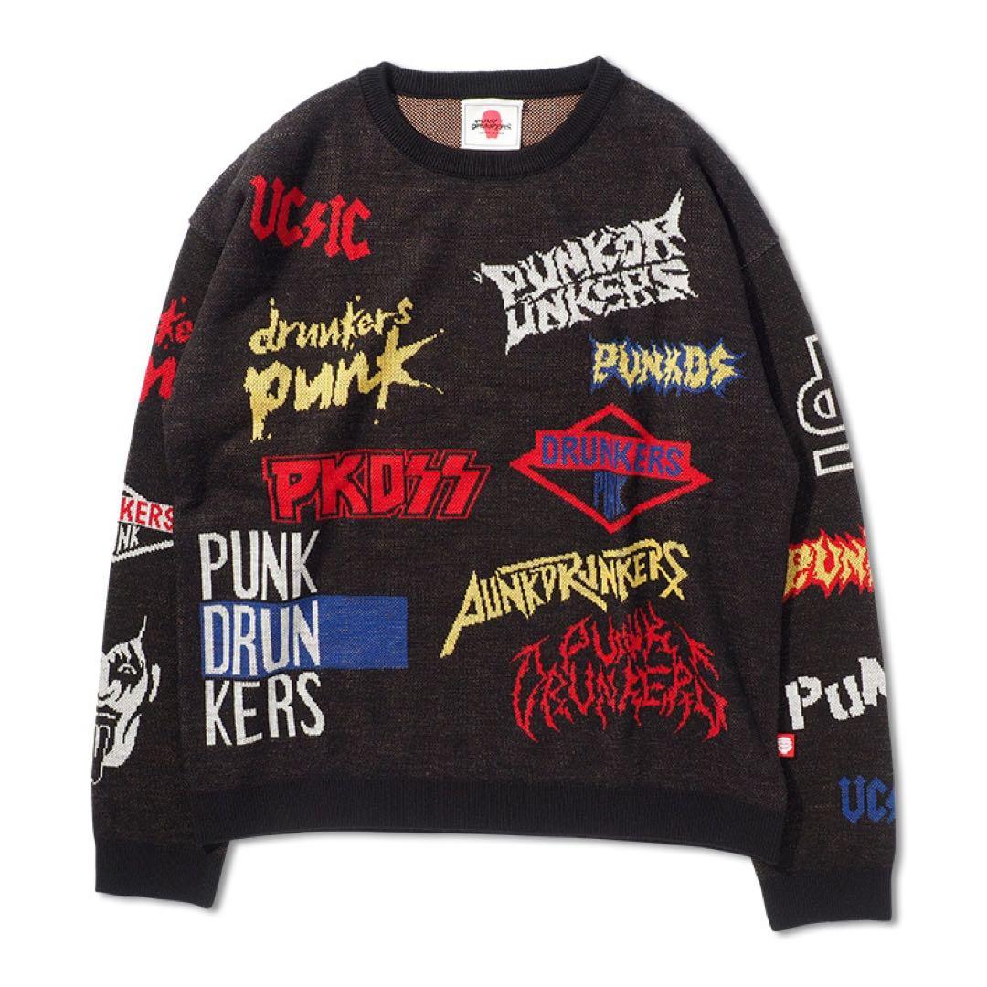 ロゴいろいろニット PUNKDRUNKERS PUNK DRUNKERS - ロゴいろいろニット | DOLL