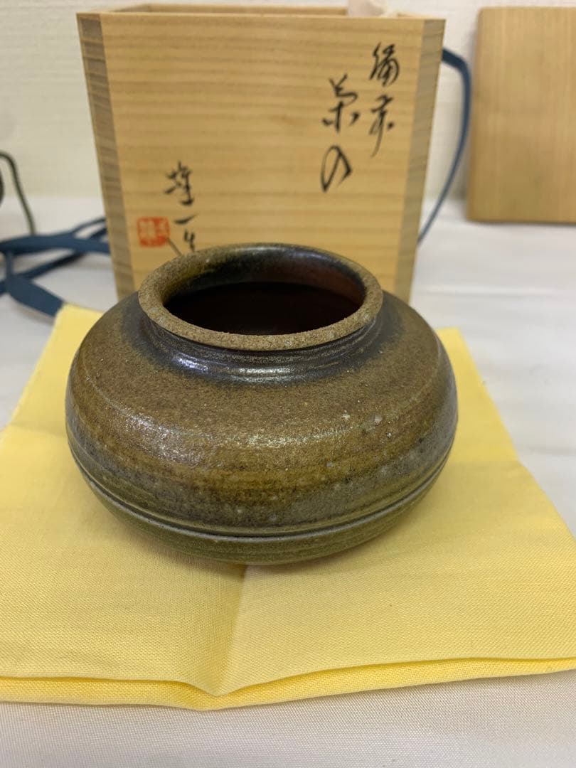 山本雄一　備前　茶入 備前茶入 山本雄一(作) 仕服(段織紹紦) 共箱 | 古美術ささき