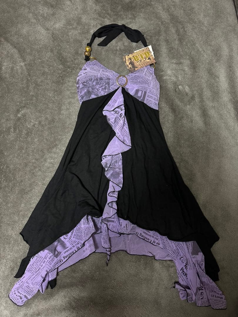 新品タグ付き　d.i.a フリル付き紫と黒のキャミソール Diable baiser（ディアブルベーゼ） キャミソール リブレースビスチェ