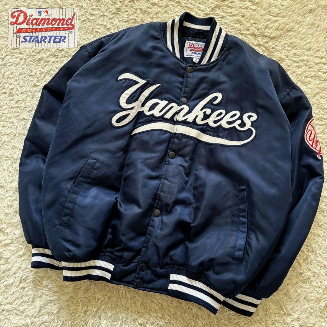 90s 美品 MLB STARTER製 ヤンキース ナイロンスタジャン ブルゾン 90年代 ビンテージ STARTER スターター MLB New York Yankees