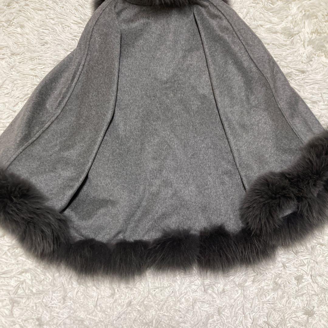 極美品サガファー ケープコート ポンチョ カシミヤ100% ブルー