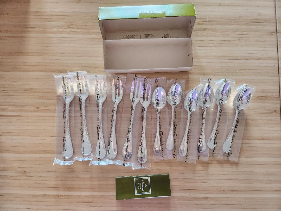 未使用 クリストフル シルバープレート スプーン＆フォークセット 新品】未使用 Christofle クリストフル マルメゾン サラダフォーク
