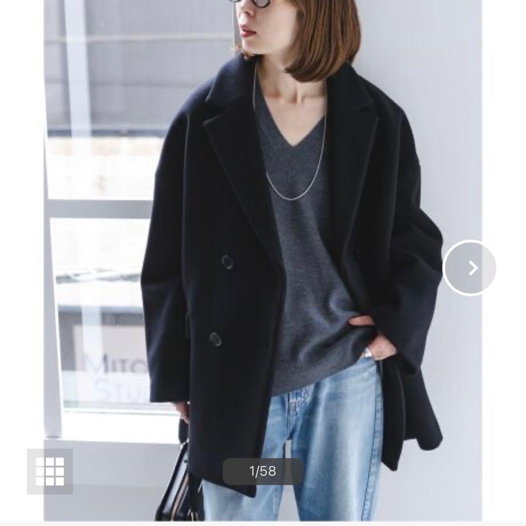 美品 NOBLE ノーブル MTRオーバーPコート カシミア混 36 ブラック Noble（ノーブル）の「MTRオーバーPコート（ピーコート）」 - WEAR