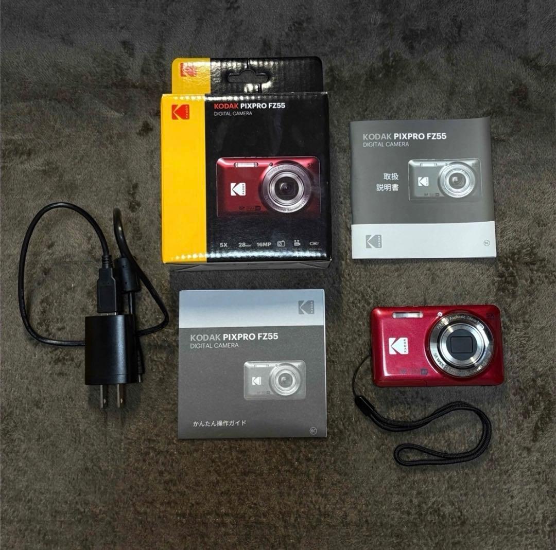 【未使用に近い】Kodak pixpro fz55 red Kodak PIXPRO FZ55-RD Digital Camera RED 16MP 5x Optical Zoom W/Box