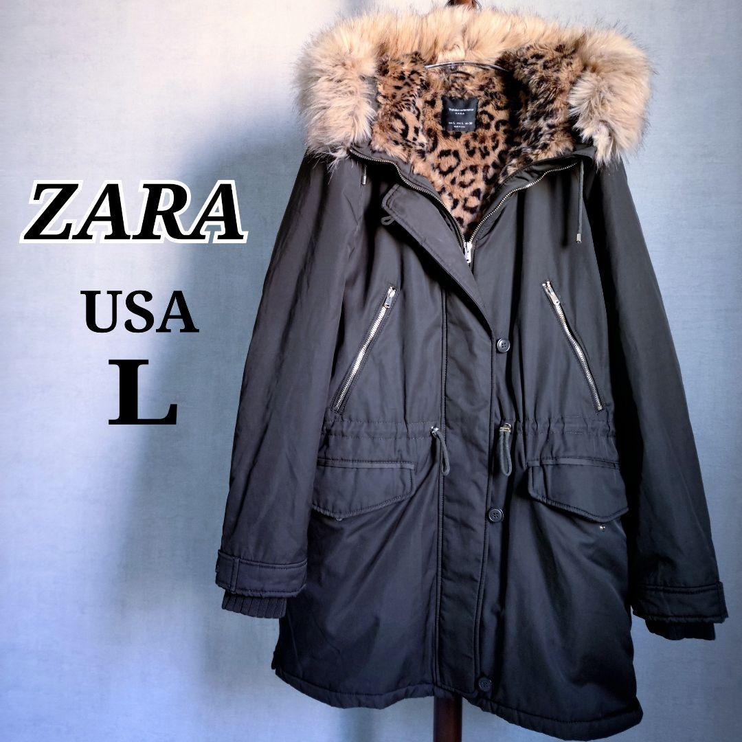 ZARA　フーデットファーコート　裏ボアレオパード　大きいサイズ　XL相当　美品 🎻10月新作🎷15424◇レオパード 豹柄 ファーコートの通販 by 正規